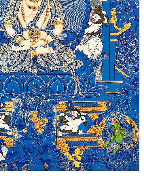 Maha Vairochana Thangka, Tibetan Buddhist Art, Hand Painted, [real Gold]