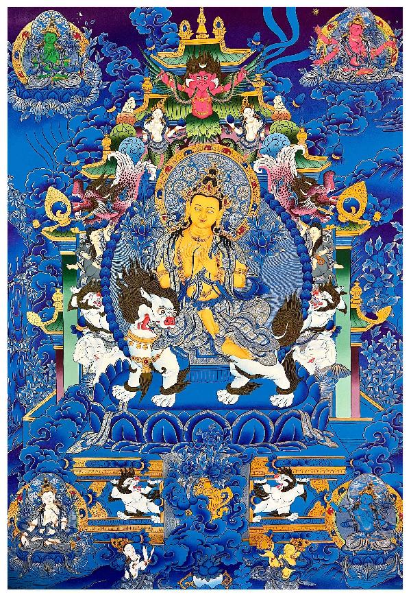 Maitreya Buddha Thangka, Tibetan Buddhist Art, Hand Painted, [real Gold]