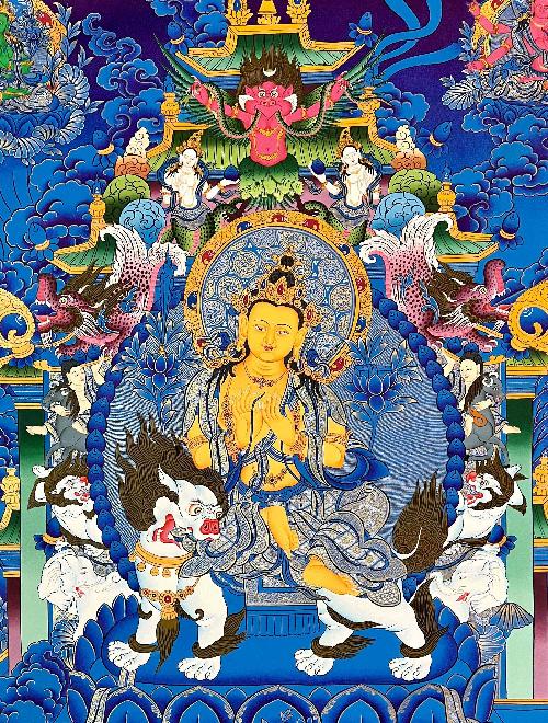 Maitreya Buddha Thangka, Tibetan Buddhist Art, Hand Painted, [real Gold]