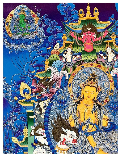 Maitreya Buddha Thangka, Tibetan Buddhist Art, Hand Painted, [real Gold]