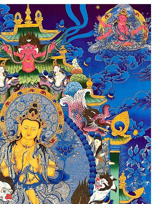 Maitreya Buddha Thangka, Tibetan Buddhist Art, Hand Painted, [real Gold]
