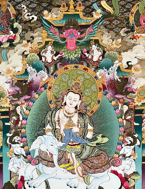 Bodhisattva Thangka, Tibetan Buddhist Art, Hand Painted, [real Gold]