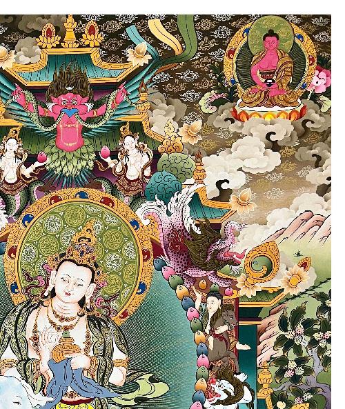 Bodhisattva Thangka, Tibetan Buddhist Art, Hand Painted, [real Gold]