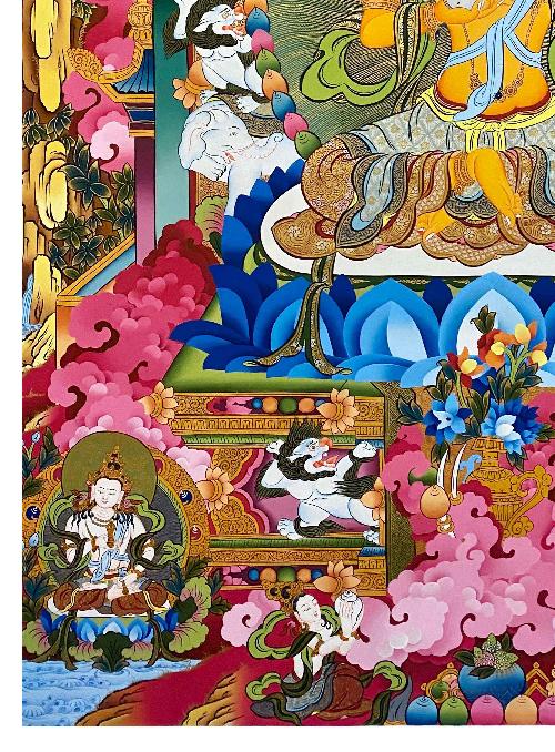 Ksitigarbha Thangka, Tibetan Buddhist Art, Hand Painted, [real Gold]