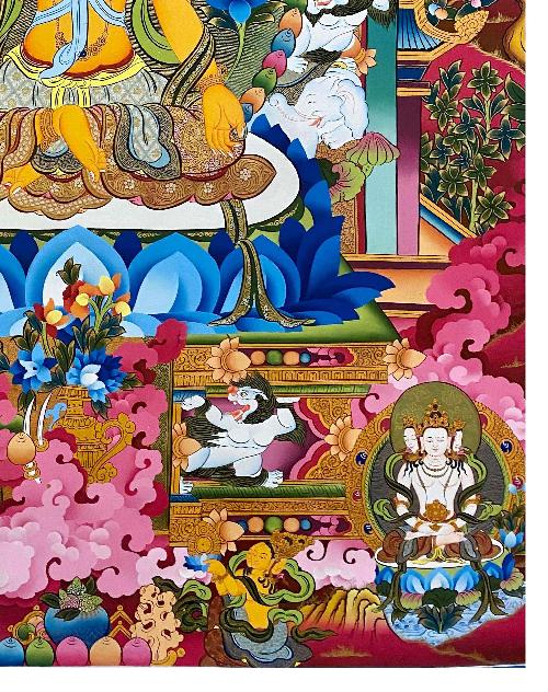 Ksitigarbha Thangka, Tibetan Buddhist Art, Hand Painted, [real Gold]