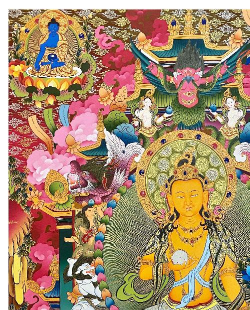 Ksitigarbha Thangka, Tibetan Buddhist Art, Hand Painted, [real Gold]