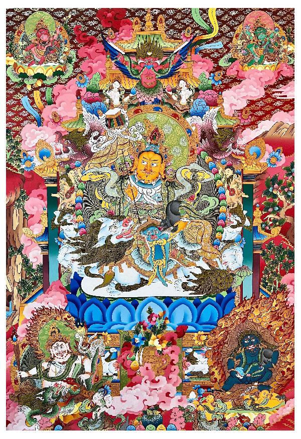 Jambhala: Namtose Thangka, Tibetan Buddhist Art, Hand Painted, [real Gold]