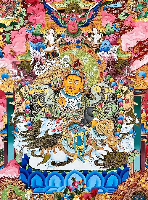 Jambhala: Namtose Thangka, Tibetan Buddhist Art, Hand Painted, [real Gold]