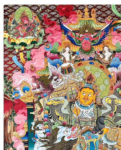 Jambhala: Namtose Thangka, Tibetan Buddhist Art, Hand Painted, [real Gold]