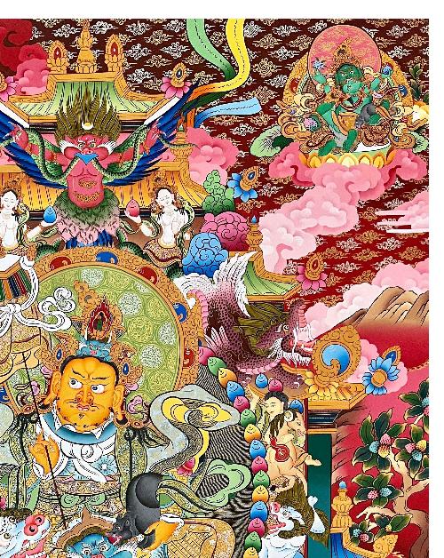 Jambhala: Namtose Thangka, Tibetan Buddhist Art, Hand Painted, [real Gold]