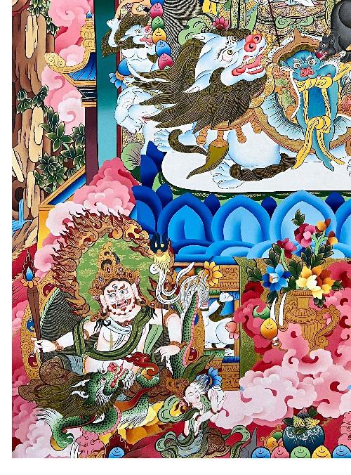 Jambhala: Namtose Thangka, Tibetan Buddhist Art, Hand Painted, [real Gold]