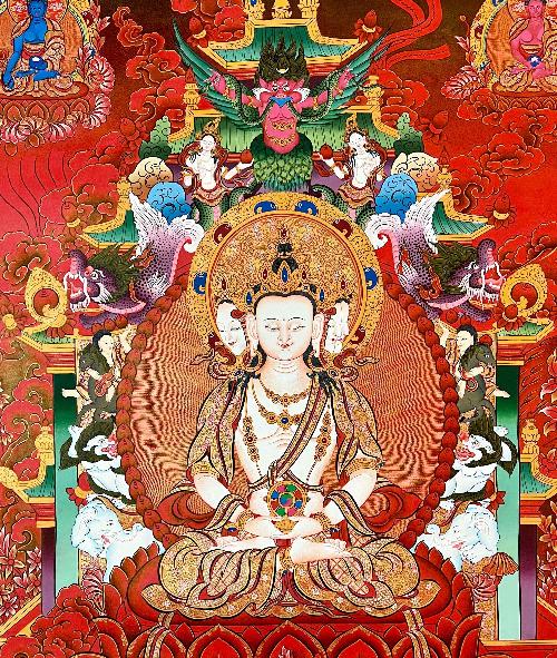 Maha Vairochana Thangka, Tibetan Buddhist Art, Hand Painted, [real Gold]