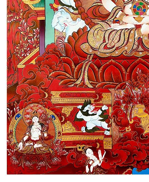 Maha Vairochana Thangka, Tibetan Buddhist Art, Hand Painted, [real Gold]