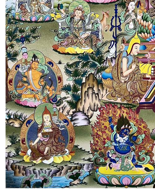 Padmasambhava Thangka, Tibetan Buddhist Art, Hand Painted, [real Gold]