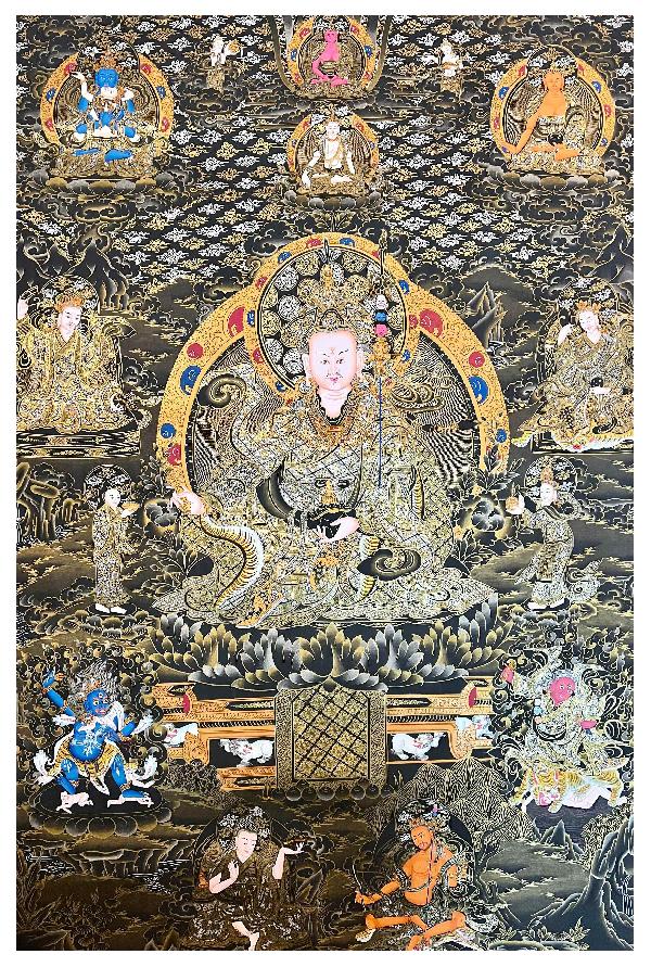 Padmasambhava Thangka, Tibetan Buddhist Art, Hand Painted, [real Gold]