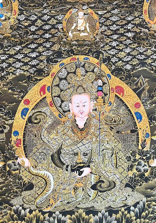 Padmasambhava Thangka, Tibetan Buddhist Art, Hand Painted, [real Gold]