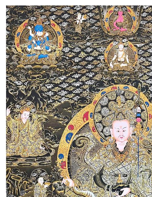 Padmasambhava Thangka, Tibetan Buddhist Art, Hand Painted, [real Gold]