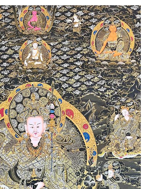 Padmasambhava Thangka, Tibetan Buddhist Art, Hand Painted, [real Gold]