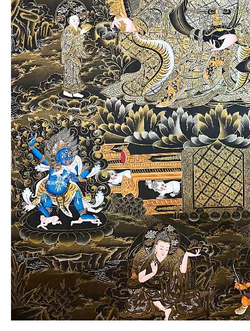 Padmasambhava Thangka, Tibetan Buddhist Art, Hand Painted, [real Gold]