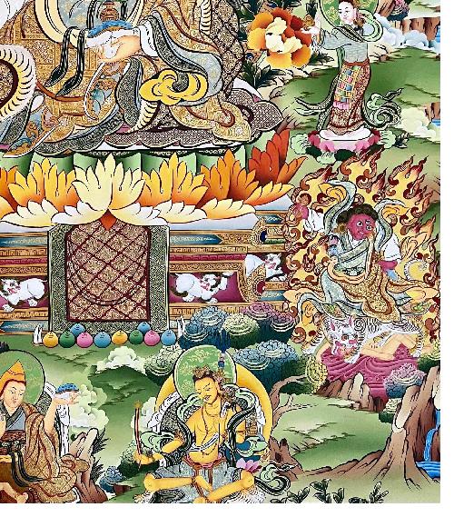 Padmasambhava Thangka, Tibetan Buddhist Art, Hand Painted, [real Gold]