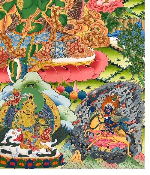 Green Tara Thangka, Tibetan Buddhist Art, Hand Painted, [real Gold]