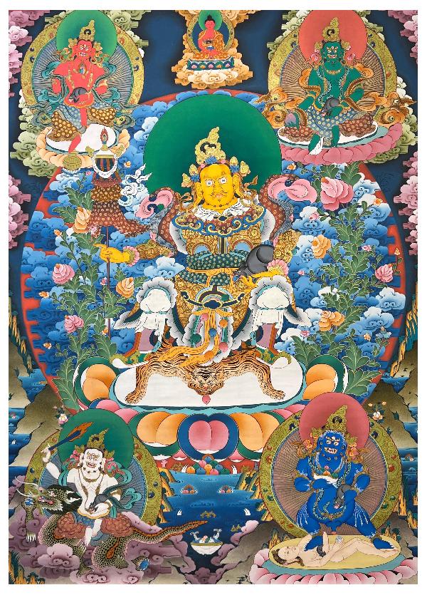 Five Jambhala Thangka, Tibetan Buddhist Art, Hand Painted, [real Gold]