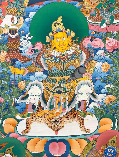 Five Jambhala Thangka, Tibetan Buddhist Art, Hand Painted, [real Gold]