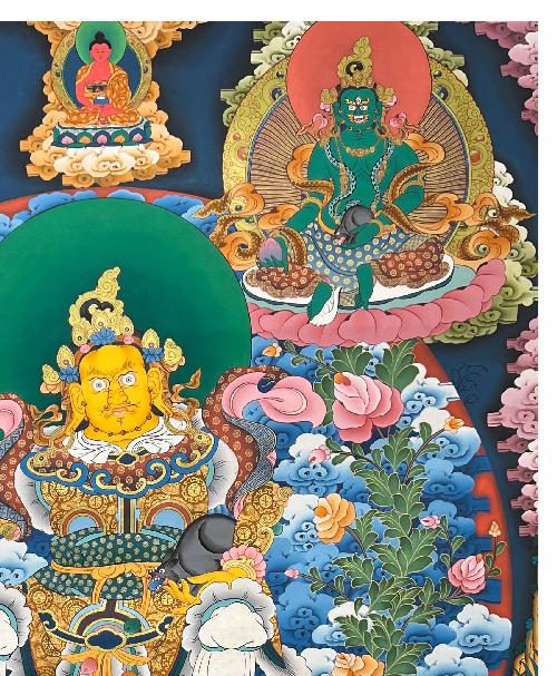 Five Jambhala Thangka, Tibetan Buddhist Art, Hand Painted, [real Gold]