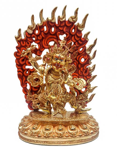 [vajrapani], Buddhist Handmade Statue, [full Gold Plated] With [face Painted]
