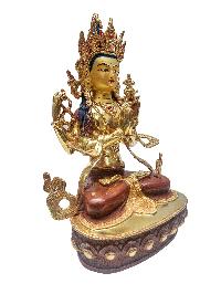 [chenrezig], Buddhist Handmade Statue, [partly Gold Plated] With [face Painted]
