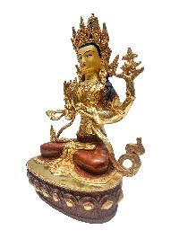[chenrezig], Buddhist Handmade Statue, [partly Gold Plated] With [face Painted]
