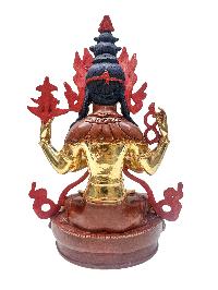 [chenrezig], Buddhist Handmade Statue, [partly Gold Plated] With [face Painted]
