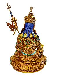 [padmasambhava], Buddhist Handmade Statue, [gold Plated], [stone Setting] With [face Painted], [master Quality]
