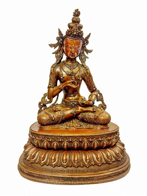 [vajrasattva], Buddhist Handmade Statue With Double Base, [chocolate Oxidized], [master Quality]