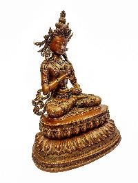 [vajrasattva], Buddhist Handmade Statue With Double Base, [chocolate Oxidized], [master Quality]