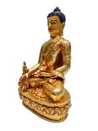 [medicine Buddha], Buddhist Handmade Statue, [gold Plated] With [face Painted]