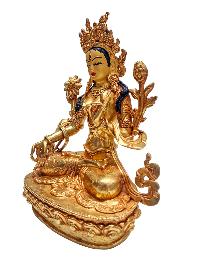 [white Tara], Buddhist Handmade Statue, [gold Plated] With [face Painted]