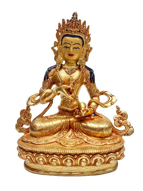 [vajrasattva], Buddhist Handmade Statue, [gold Plated] With [face Painted]