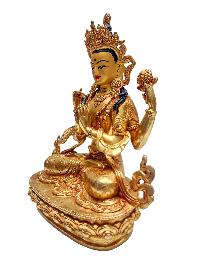 [chenrezig], Buddhist Handmade Statue, [gold Plated] With [face Painted]