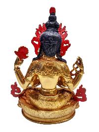 [chenrezig], Buddhist Handmade Statue, [gold Plated] With [face Painted]