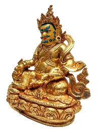[yellow Jambhala], Buddhist Handmade Statue, [gold Plated] With [face Painted]