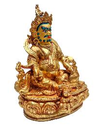 [yellow Jambhala], Buddhist Handmade Statue, [gold Plated] With [face Painted]