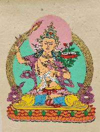 Manjushri, Buddhist Scroll, Made In Lokta Paper, [screen Printed], And Hand-painted
