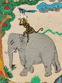 Four Friends, Buddhist Scroll, Made In Lokta Paper, [screen Printed], And Hand-painted, Spiritual Friends
