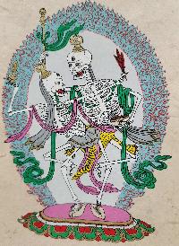 Citipati, Buddhist Scroll, Made In Lokta Paper, [screen Printed], And Hand-painted