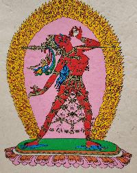 Vajrayogini, Buddhist Scroll, Made In Lokta Paper, [screen Printed], And Hand-painted