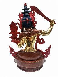 [manjushri], Buddhist Handmade Statue, [partly Gold Plated] With [face Painted]
