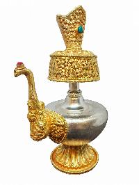 Bhumpa- Bhumba, A Buddhist Handmade Copper Offering Bowl Set, Silver And Gold Plated