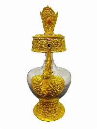 Bhumpa- Bhumba, A Buddhist Handmade Copper Offering Bowl Set, Silver And Gold Plated