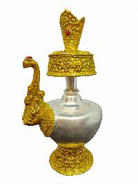 Bhumpa- Bhumba, A Buddhist Handmade Copper Offering Bowl Set, Silver And Gold Plated